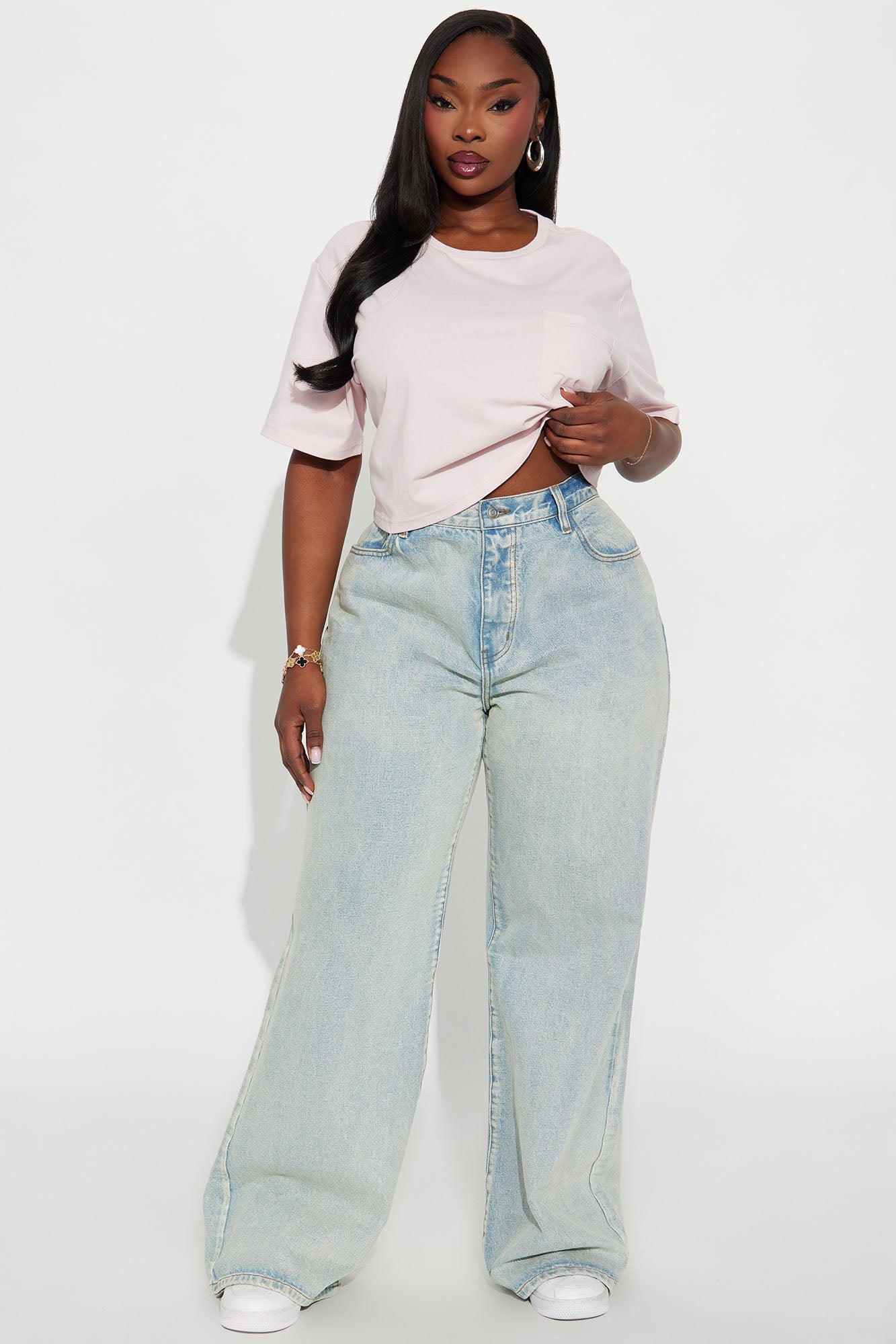 Elisa Relaxed Crop Tee - Light Pink