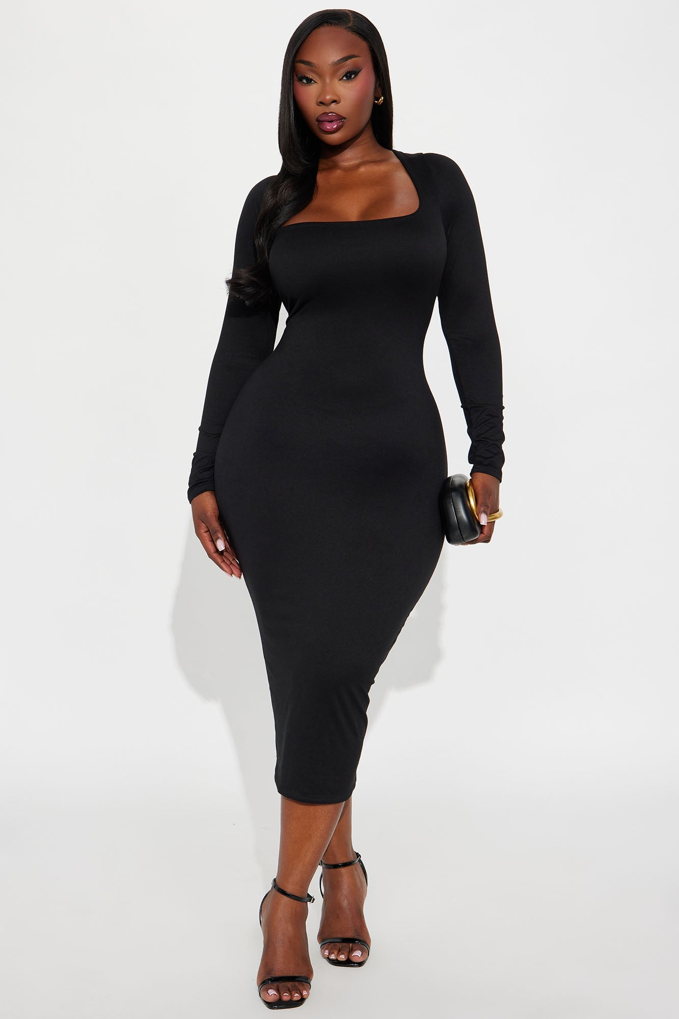 Hey You Bodycon Midi Dress - Black