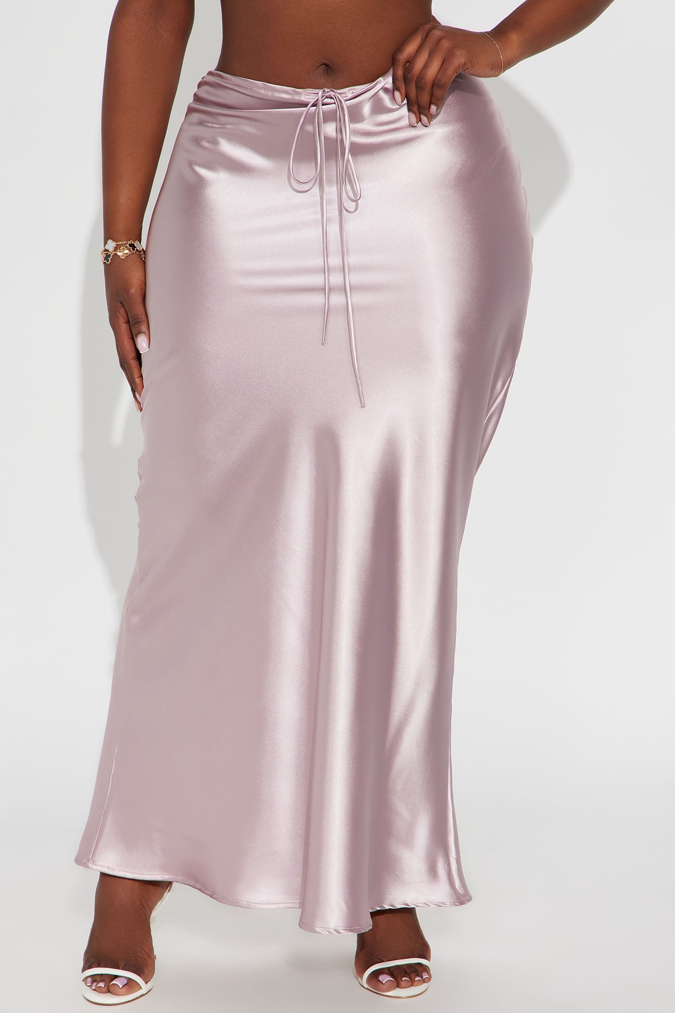 Sierra Tie Waist Satin Maxi Skirt - Mauve