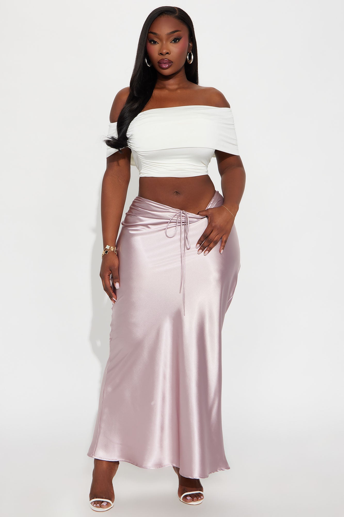Sierra Tie Waist Satin Maxi Skirt - Mauve