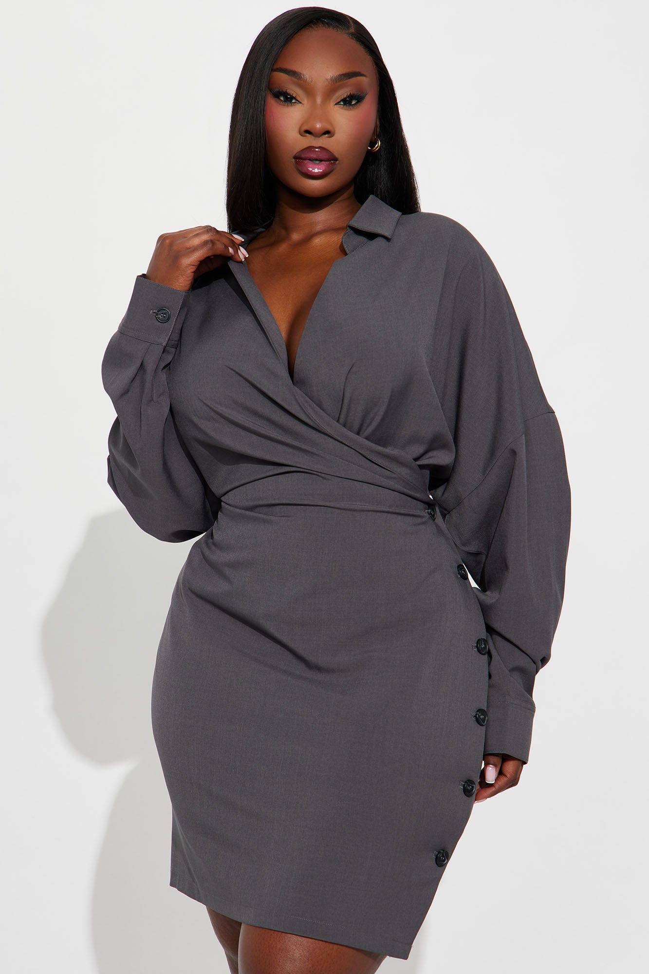 On The Stand Midi Dress - Dark Grey