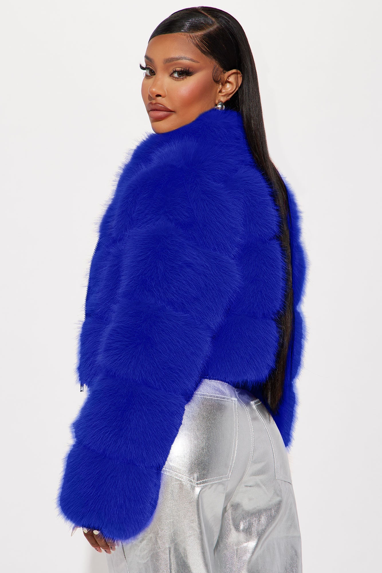 Layla Faux Fur Jacket - Blue