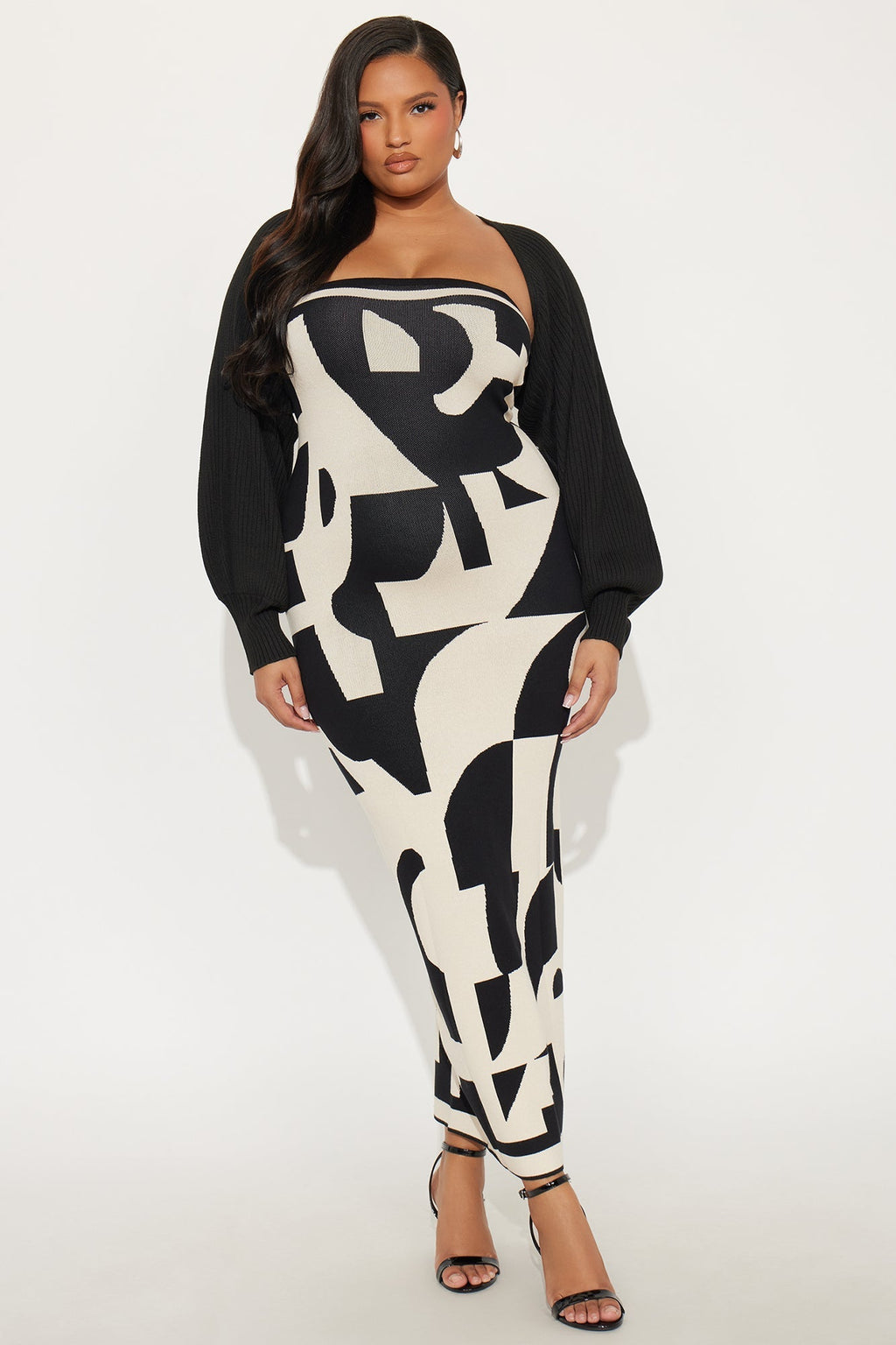 Chill Babe Sweater Maxi Dress Set - Black/combo