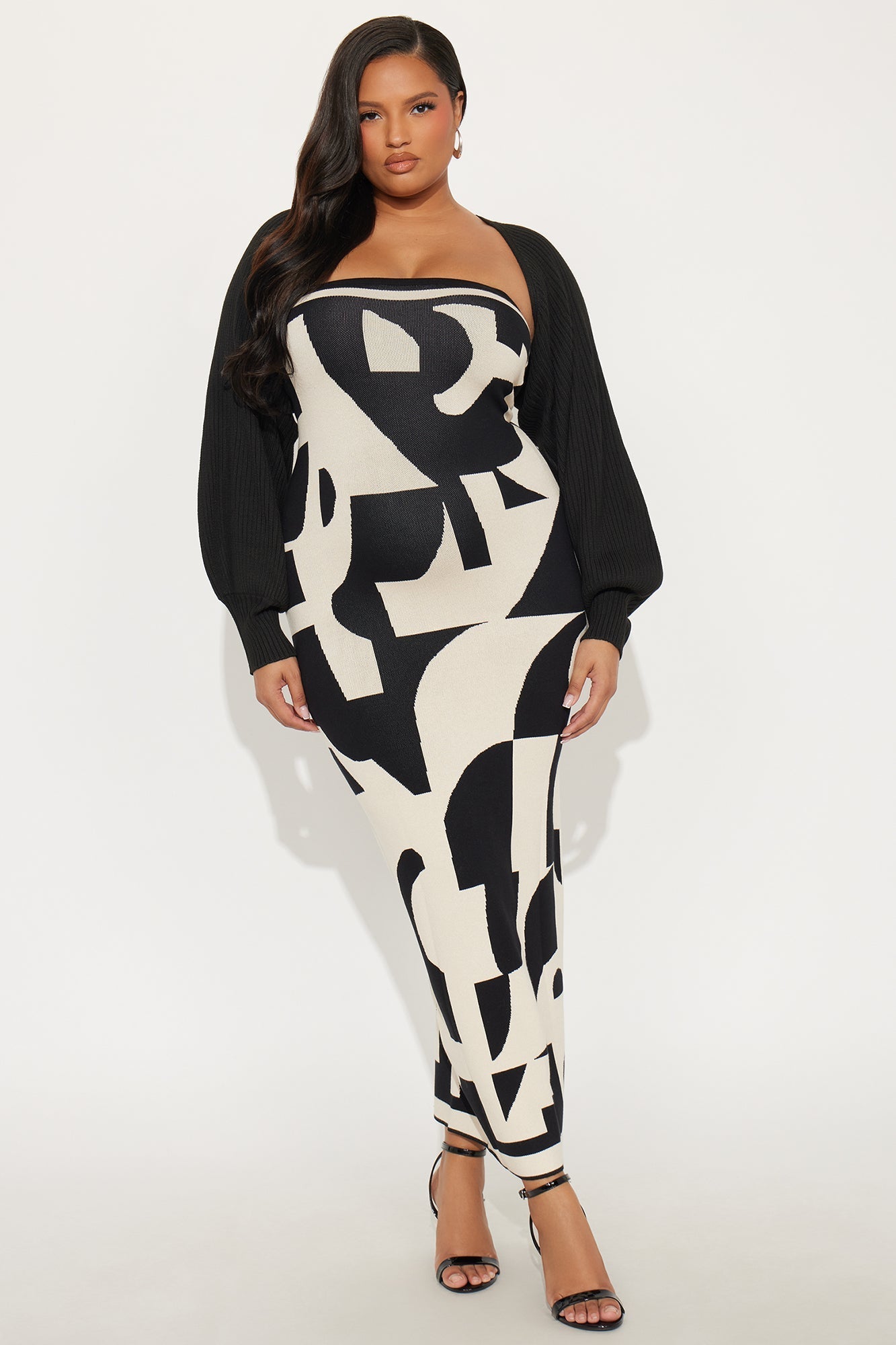 Chill Babe Sweater Maxi Dress Set - Black/combo