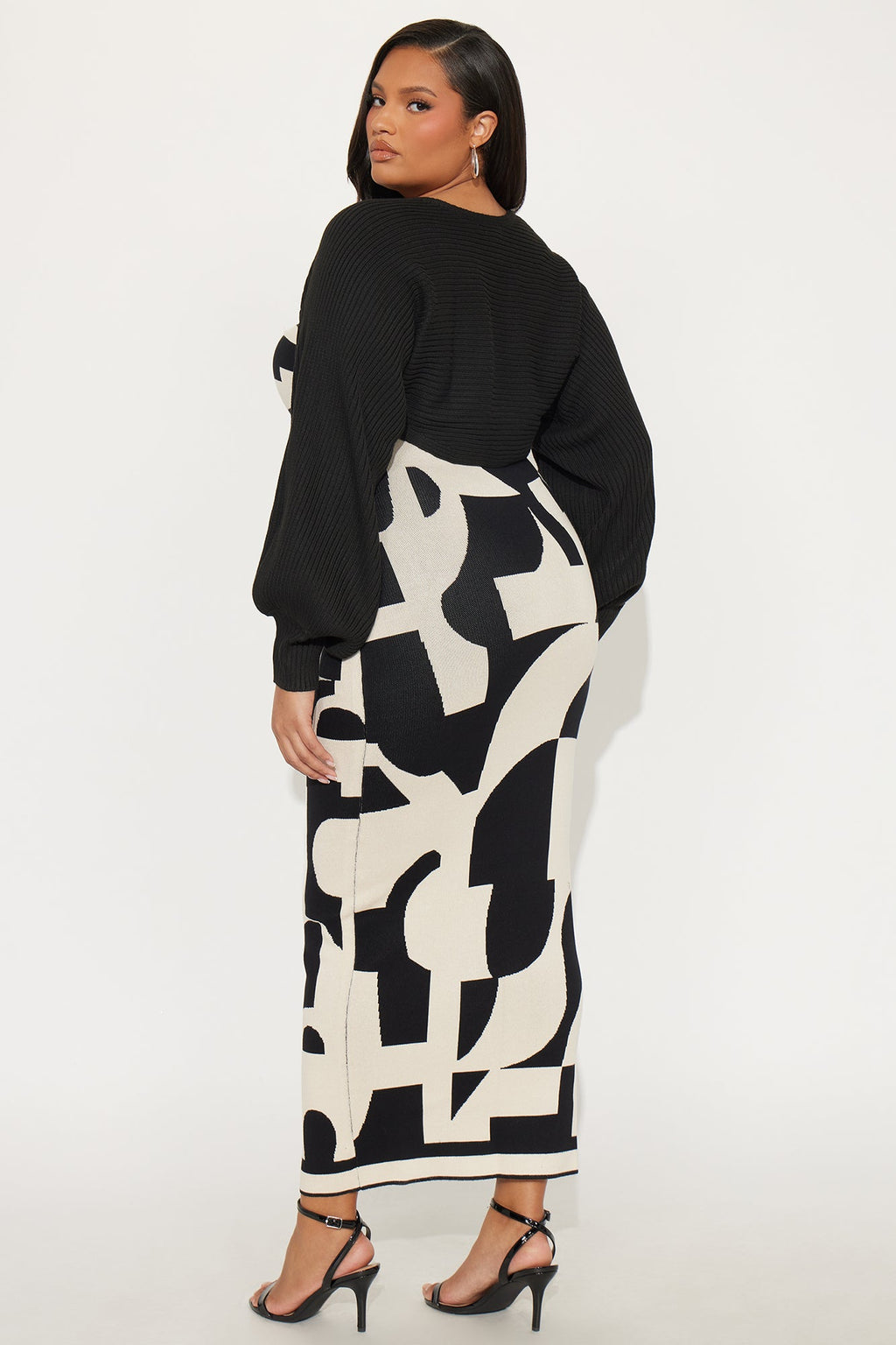 Chill Babe Sweater Maxi Dress Set - Black/combo