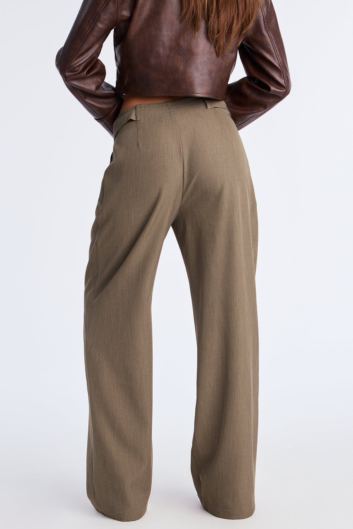 Business Plan Pleated Wide Leg Trouser Pant 32″ - Olive 