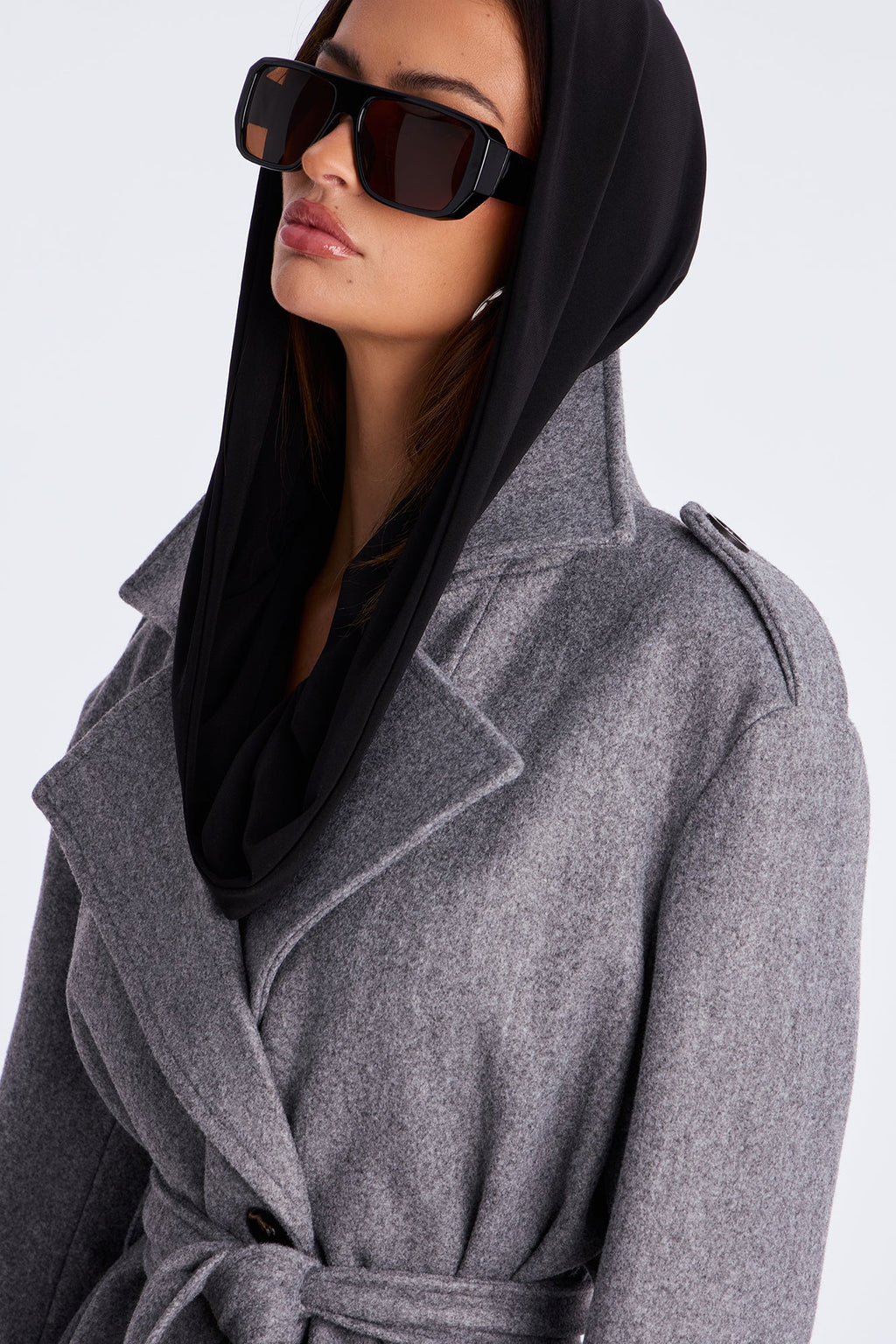 Clocked Out Double Breasted Long Coat - Grey 