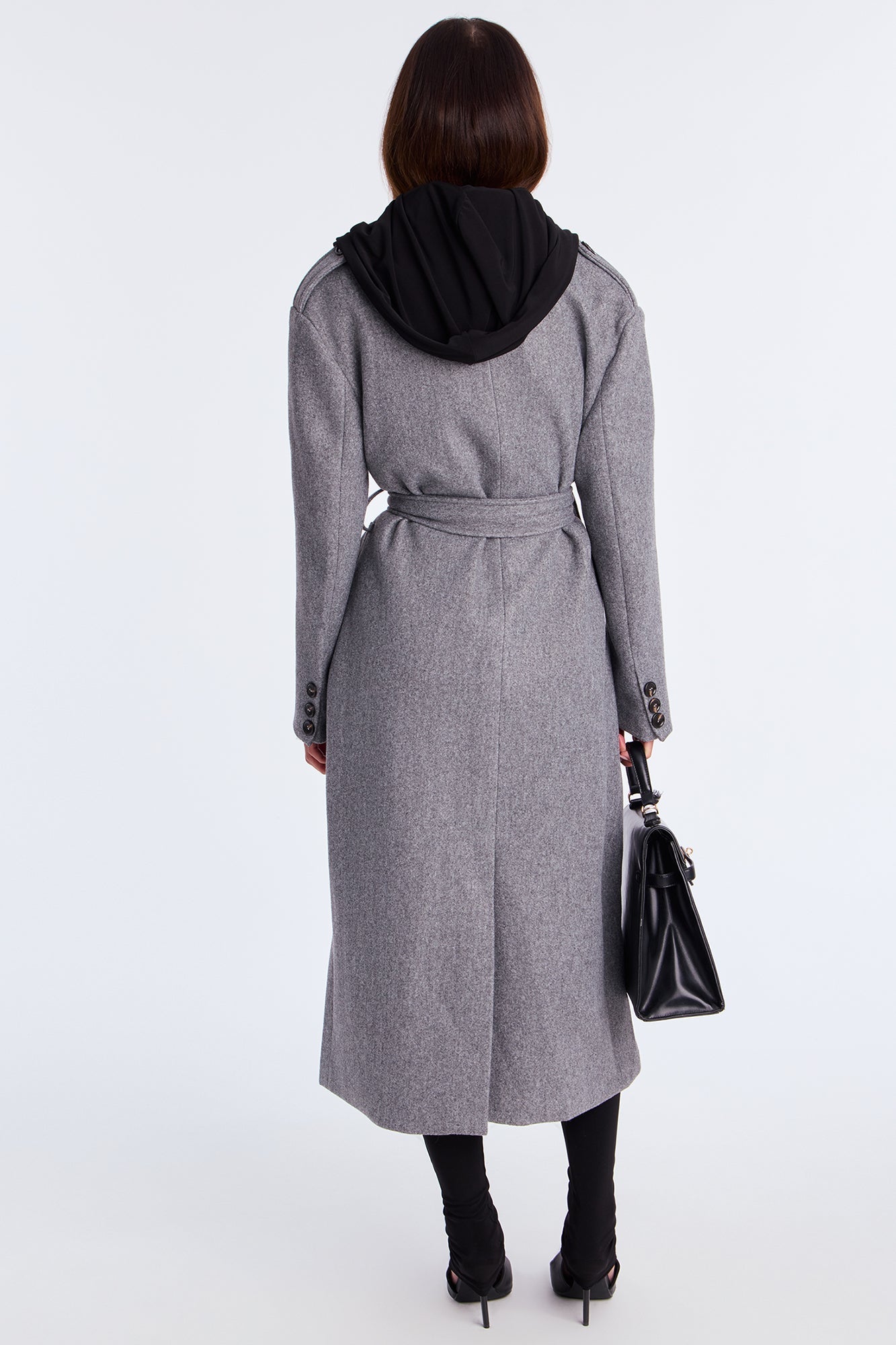 Clocked Out Double Breasted Long Coat - Grey 