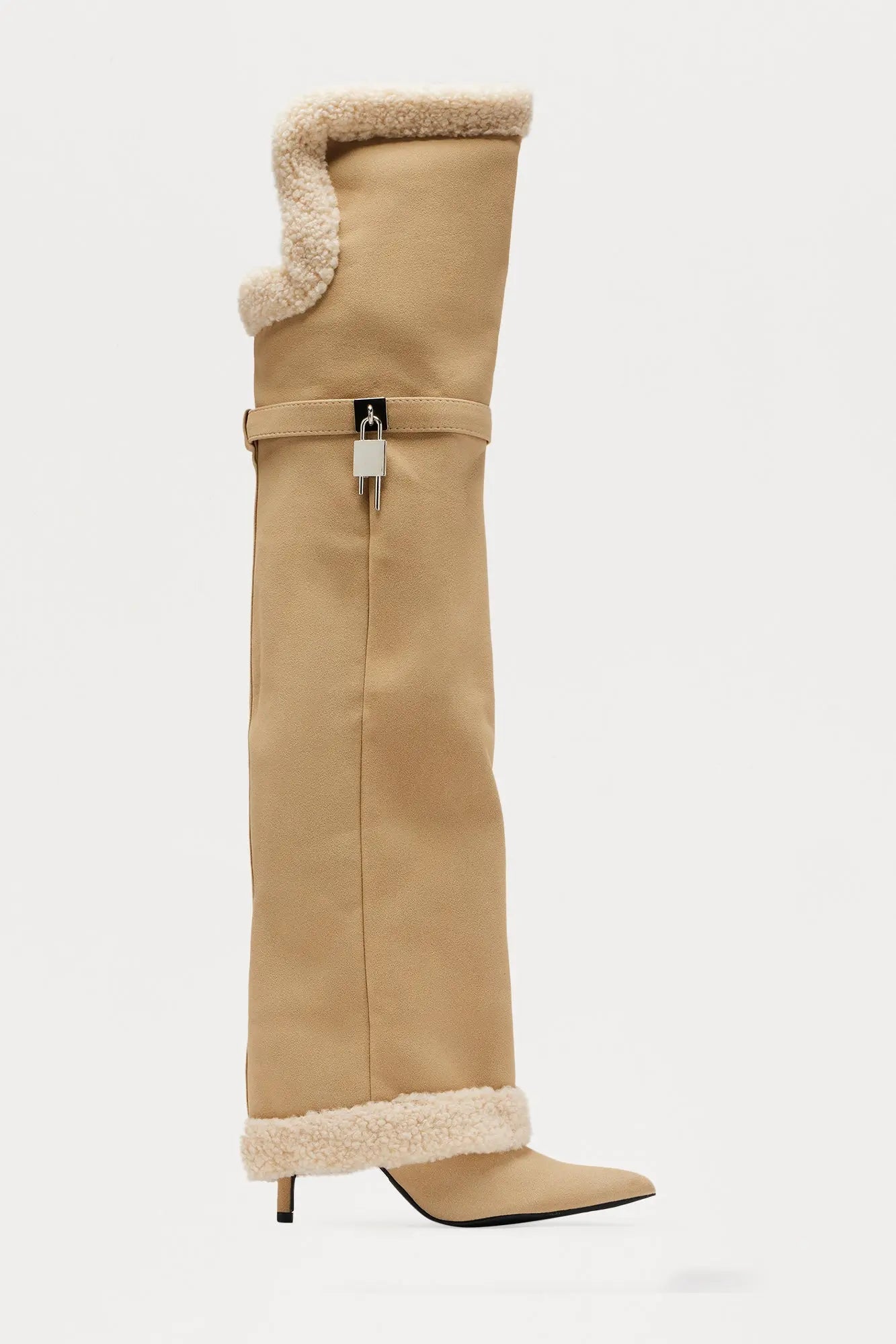 Chilled Out Thigh High Boots - Beige 