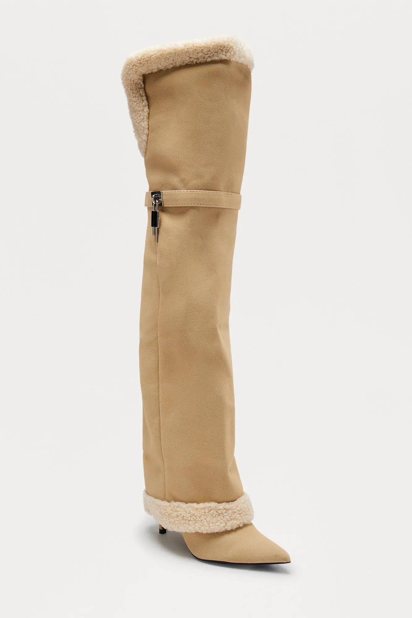 Chilled Out Thigh High Boots - Beige 