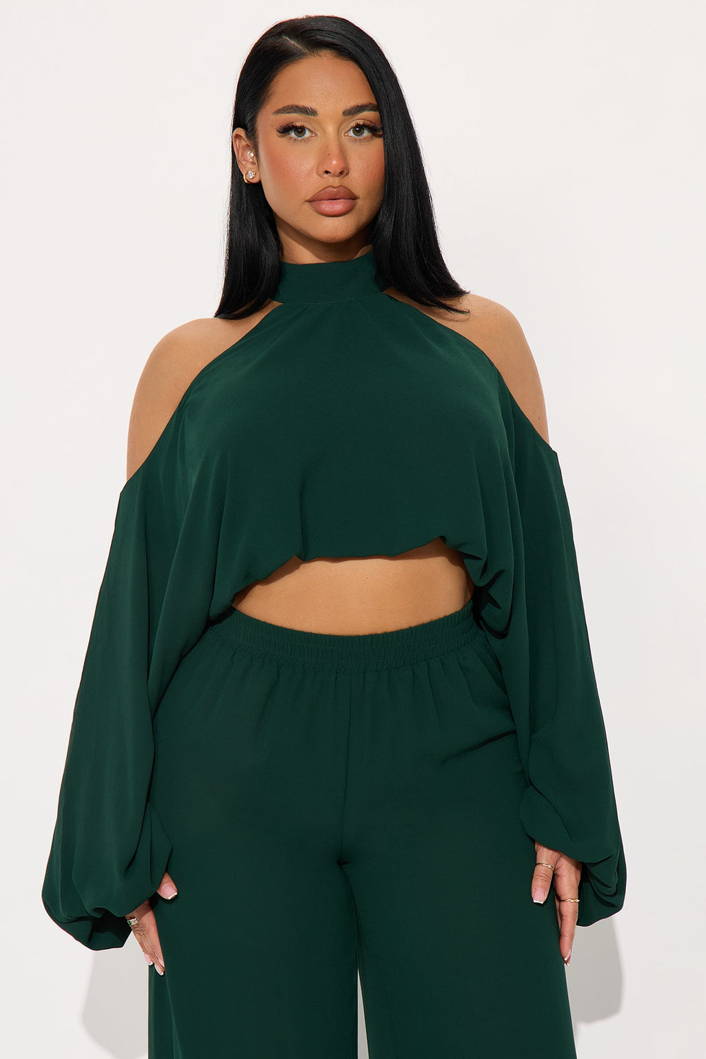 Dream Of Me Chiffon Pant Set - Hunter 