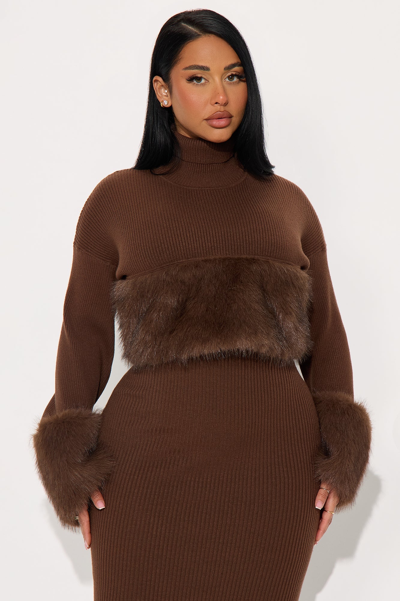 On The Town Maxi Dress Set - Brown