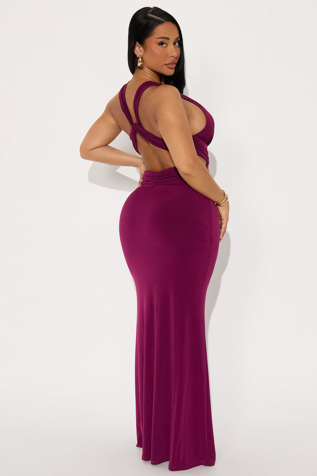 Easy For Me Backless Maxi Gown - Plum