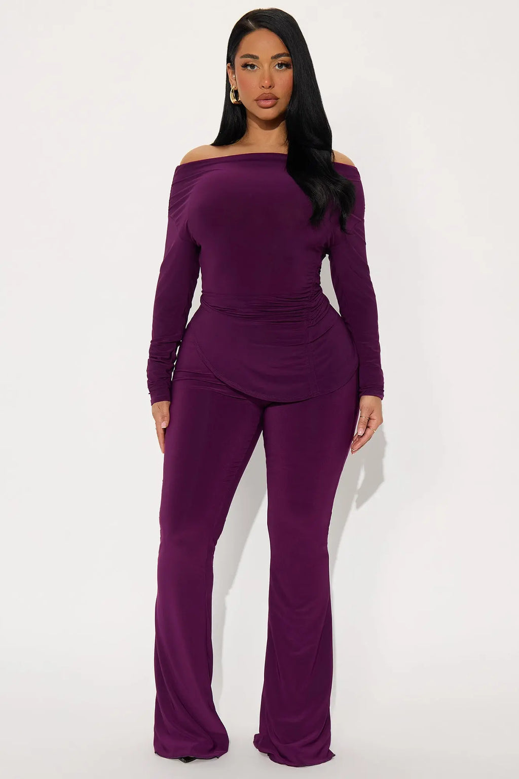 Caught In The Moment Pant Set - Eggplant 