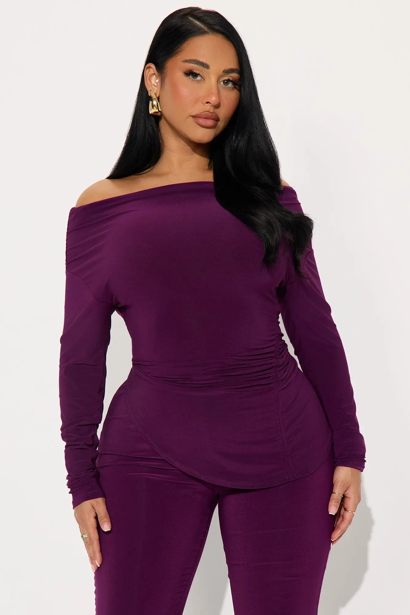 Caught In The Moment Pant Set - Eggplant 