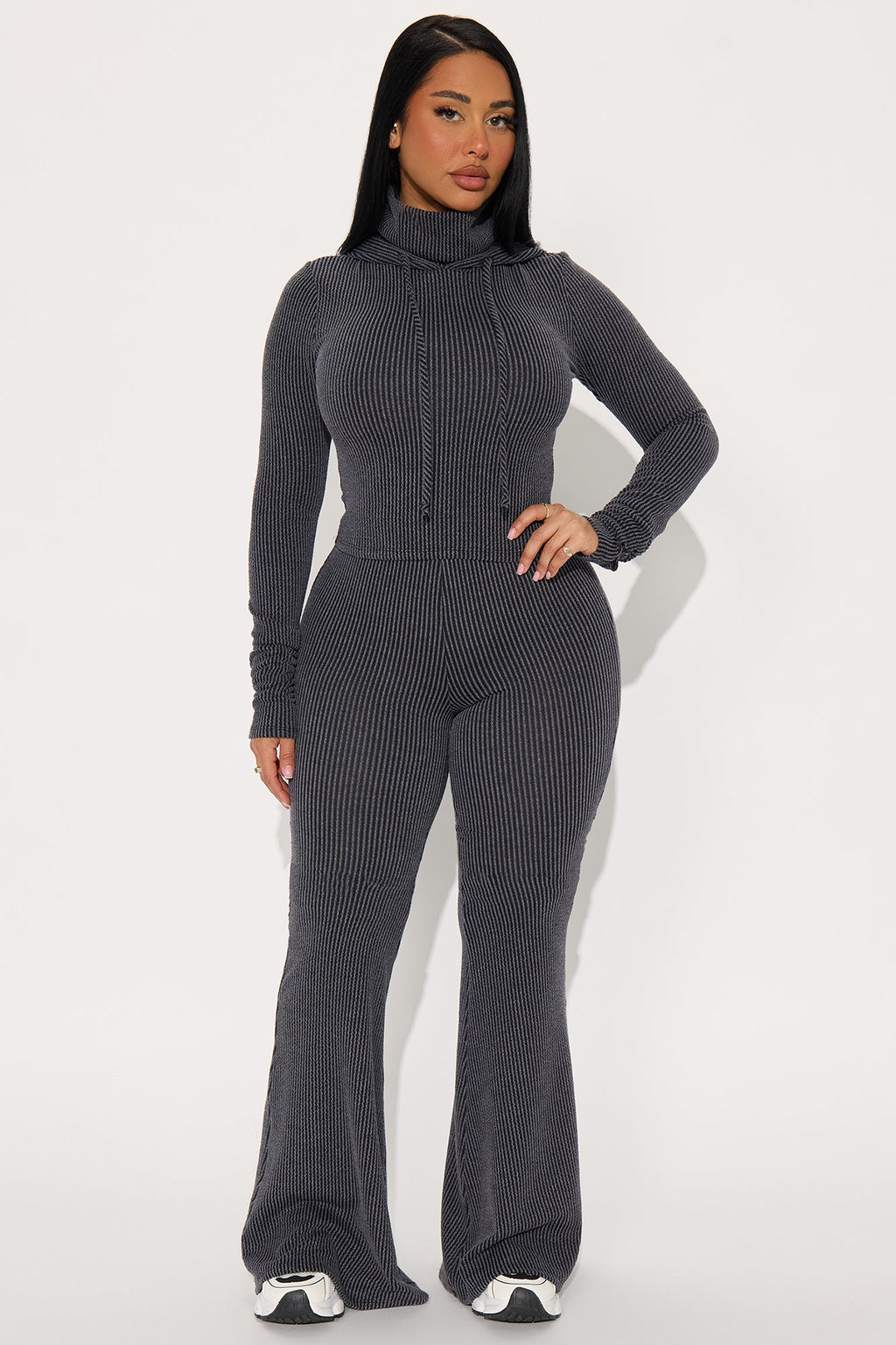 Center Of Attention Hoodie Pant Set - Charcoal