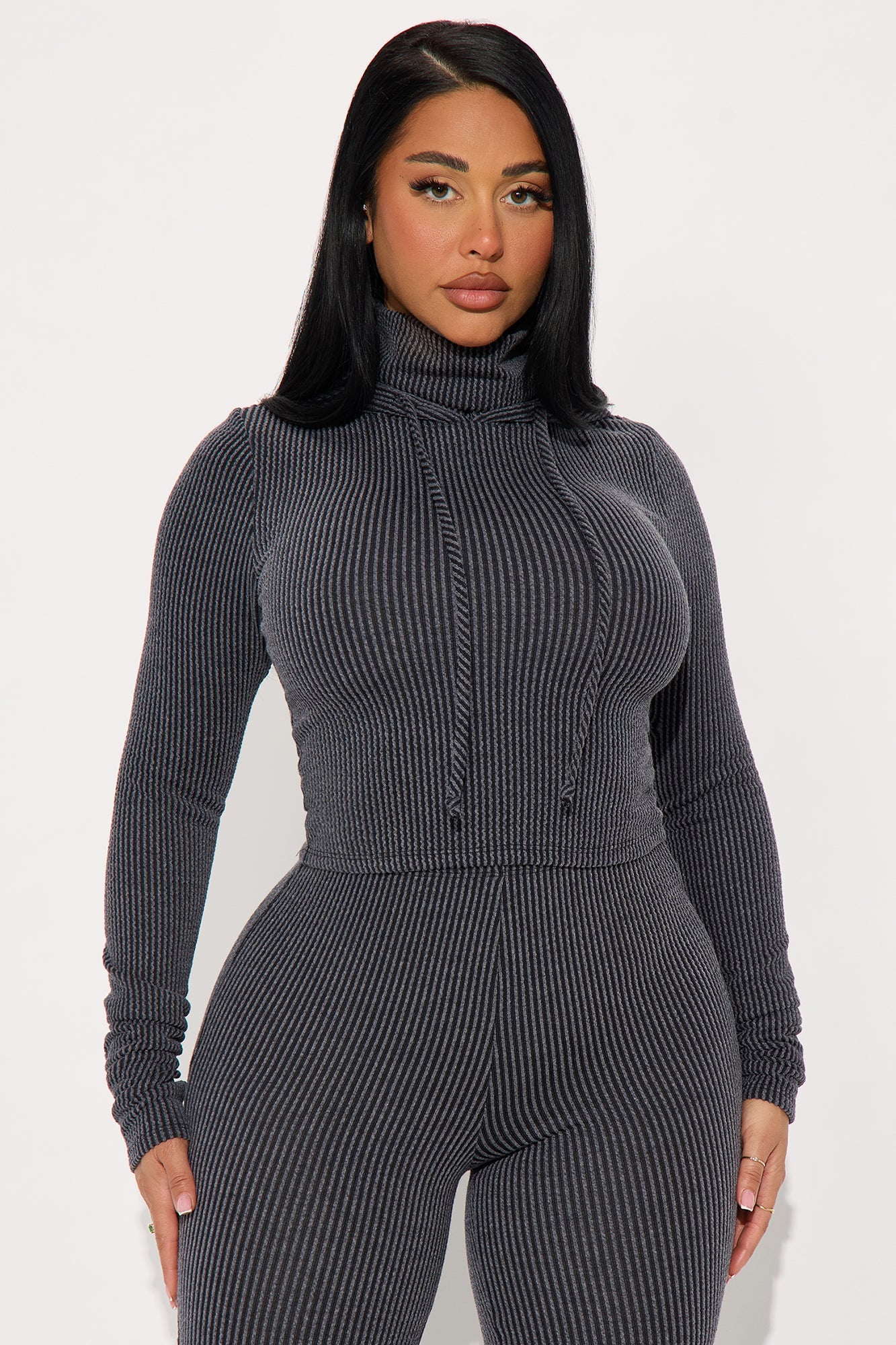 Center Of Attention Hoodie Pant Set - Charcoal