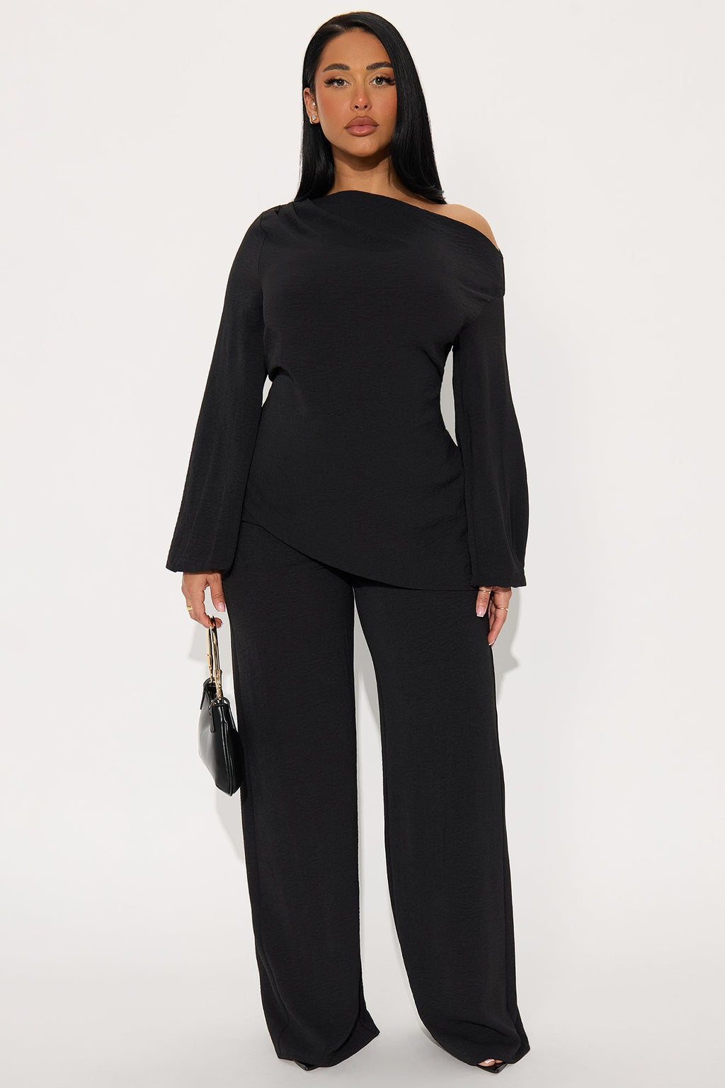 Laura Off Shoulder Pant Set - Black 