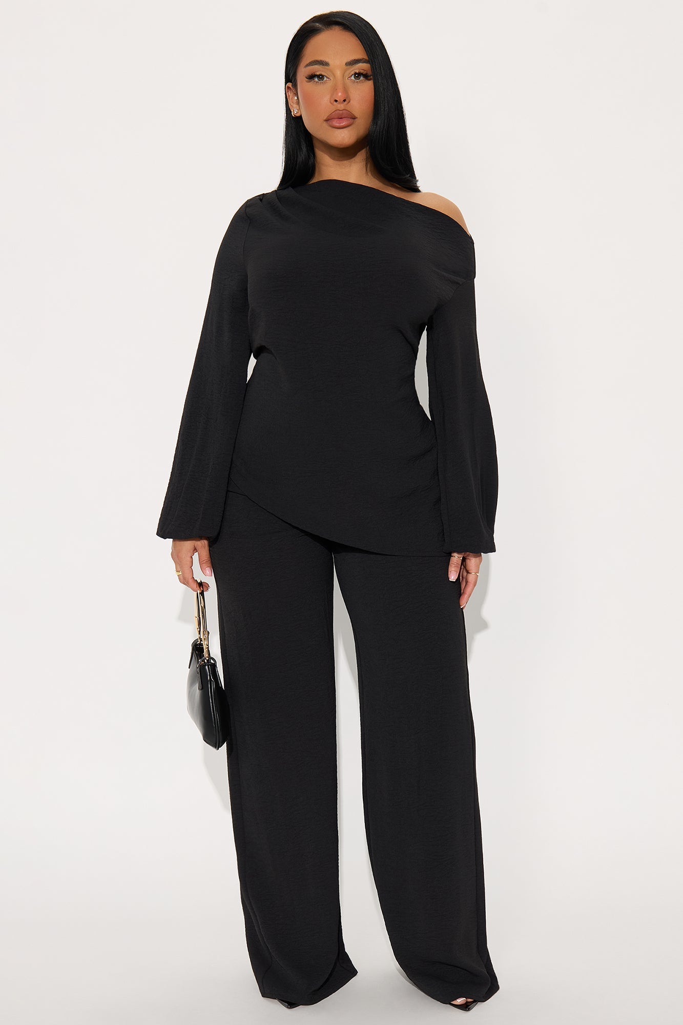 Laura Off Shoulder Pant Set - Black 
