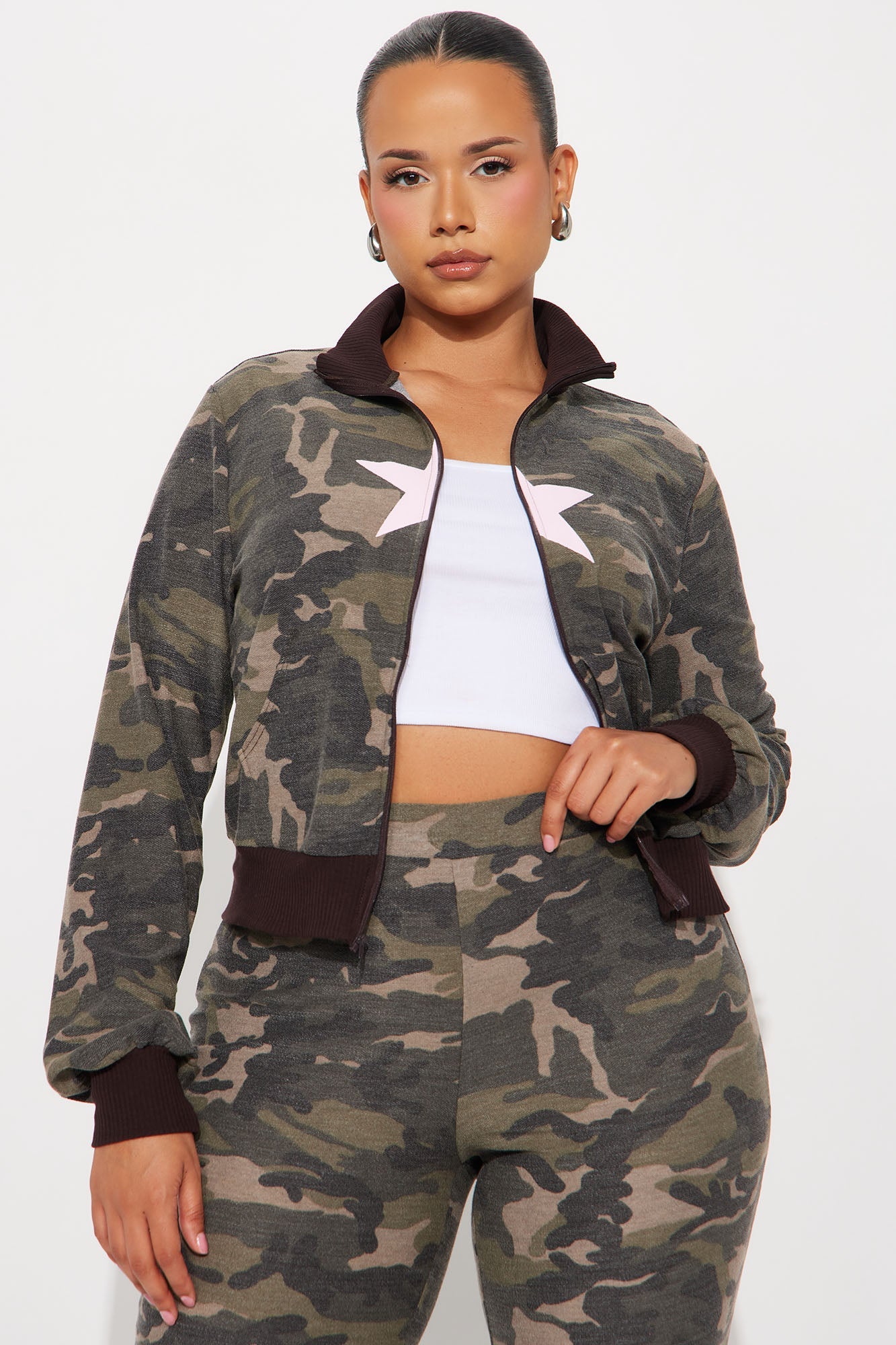 Kaylee Camo Pant Set - Olive/combo