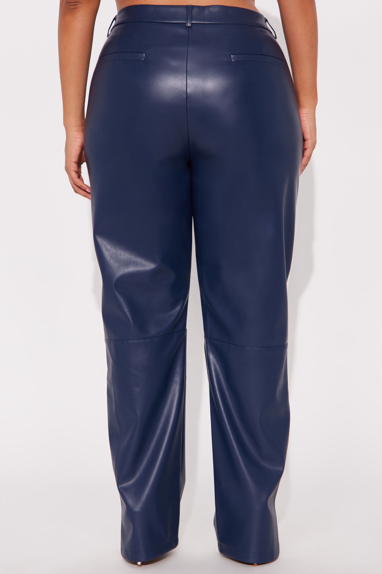Cause A Scene Faux Leather Track Pant - Navy/combo 
