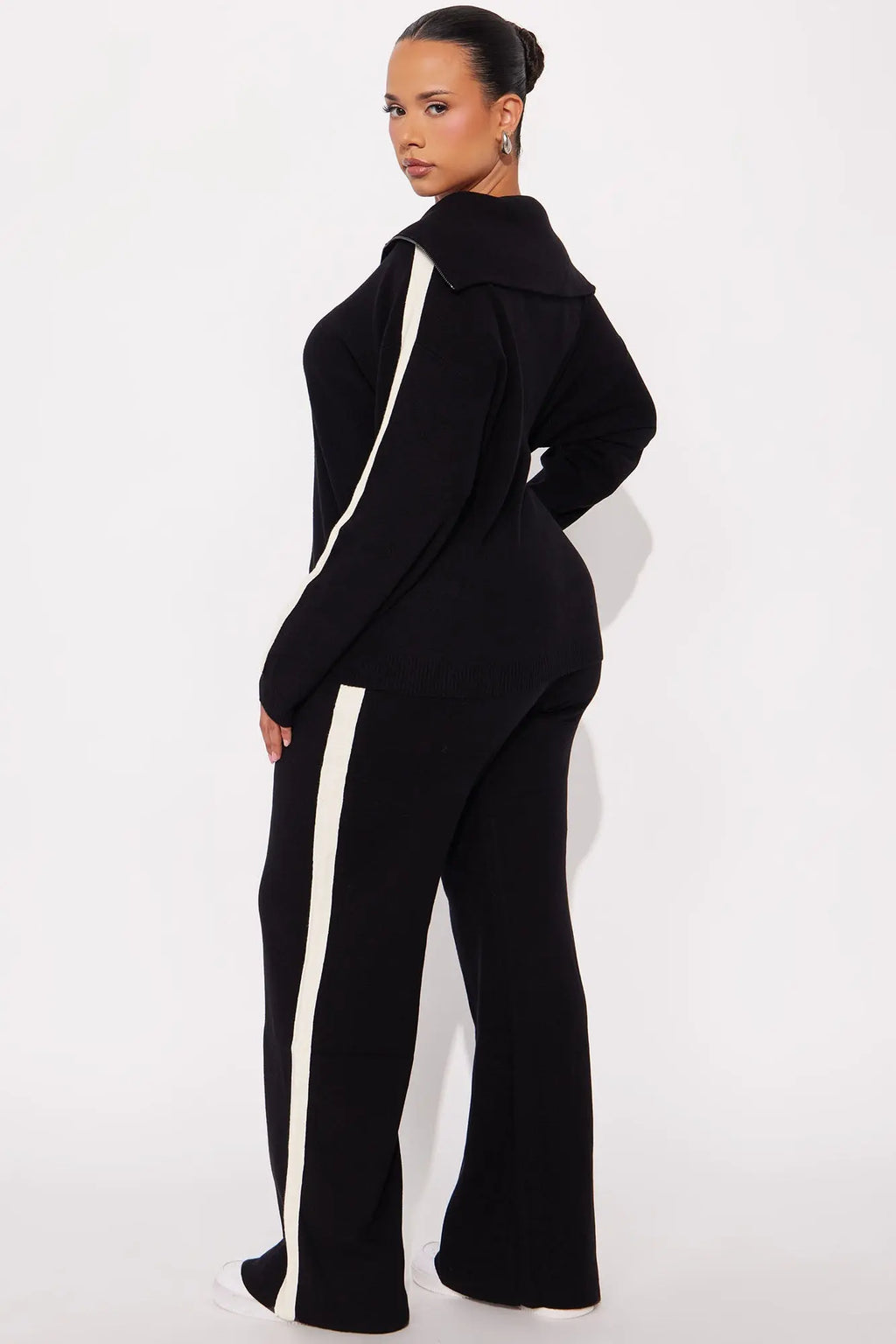 Carmen Quarter Zip Sweater Pant Set - Black 