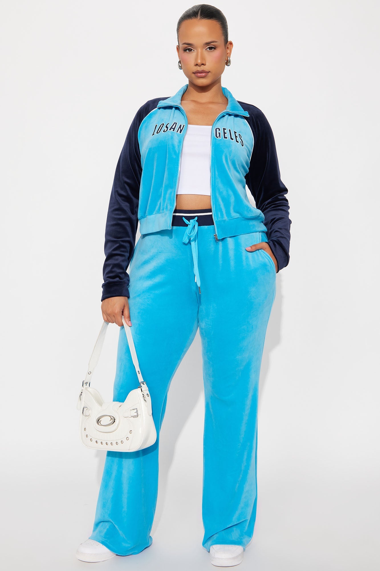 California Livin' Velour Pant Set - Aqua 