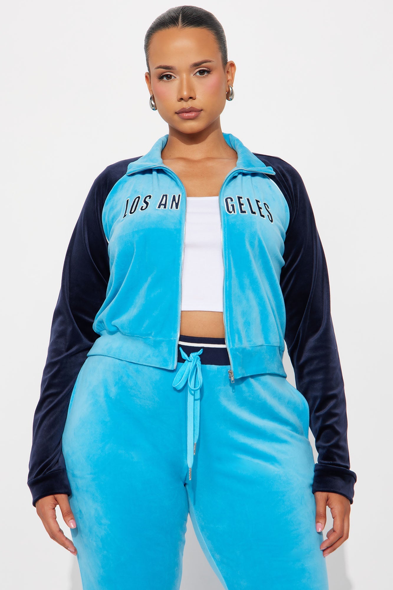 California Livin' Velour Pant Set - Aqua 
