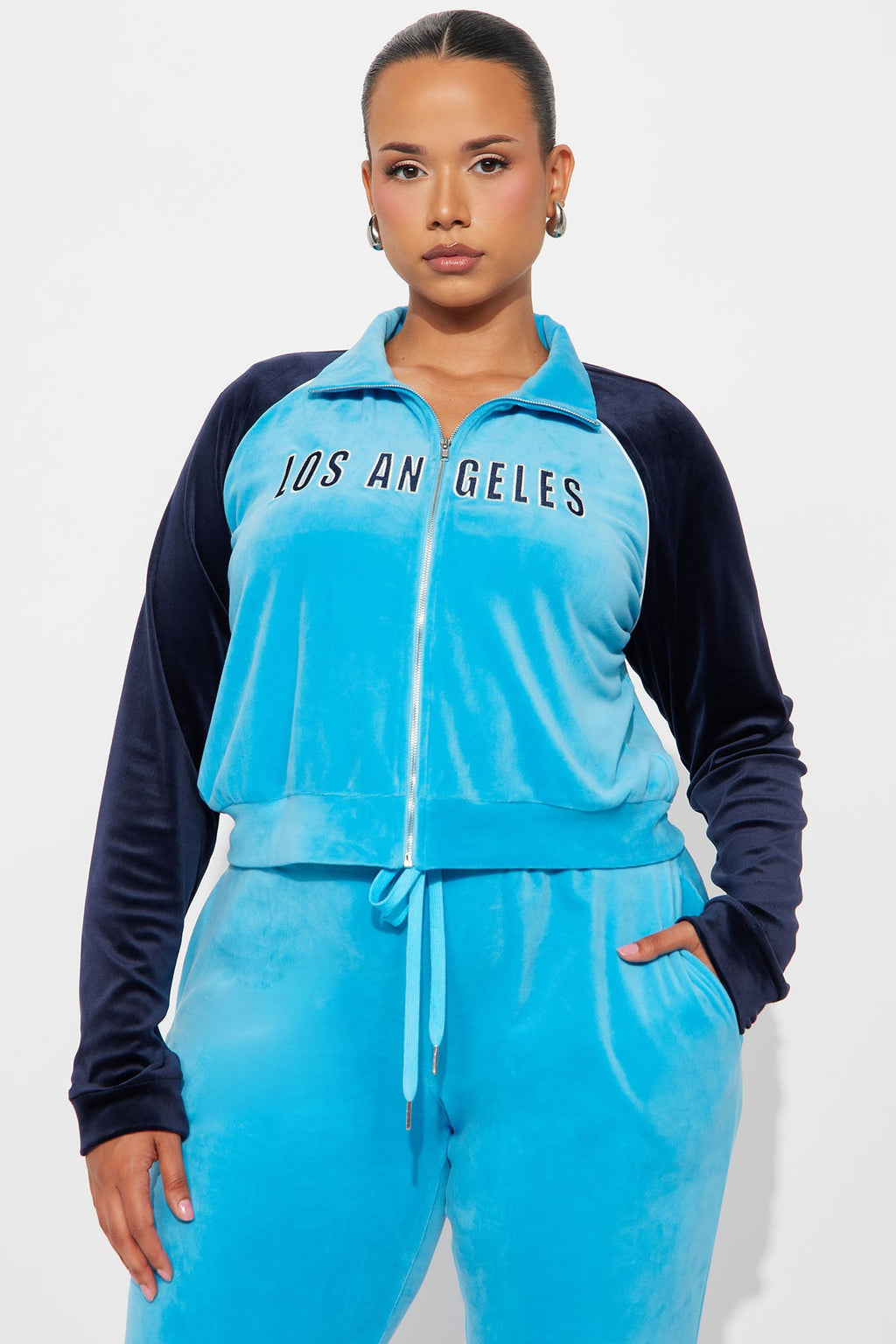 California Livin' Velour Pant Set - Aqua 