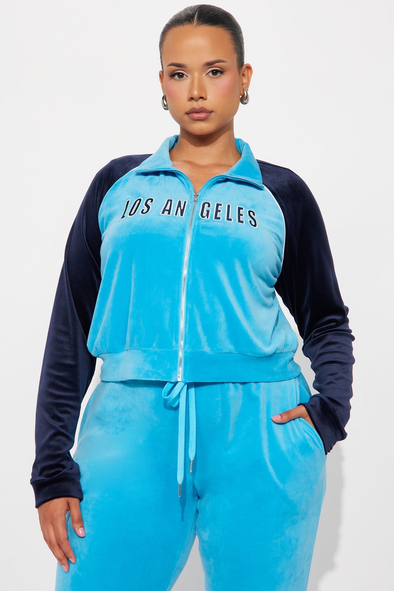 California Livin' Velour Pant Set - Aqua 
