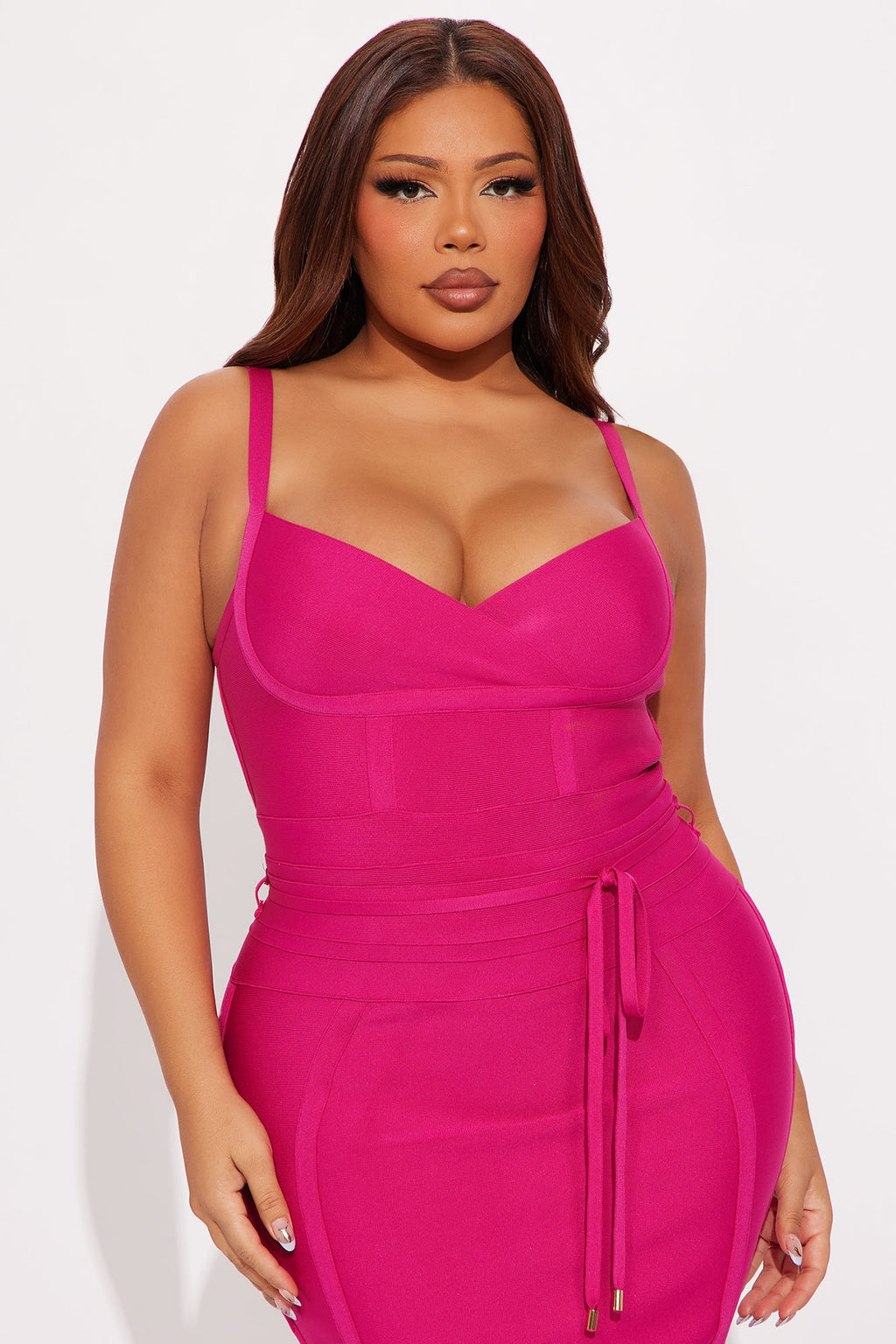 Bethany Sleeveless Bandage Midi Dress - Fuchsia