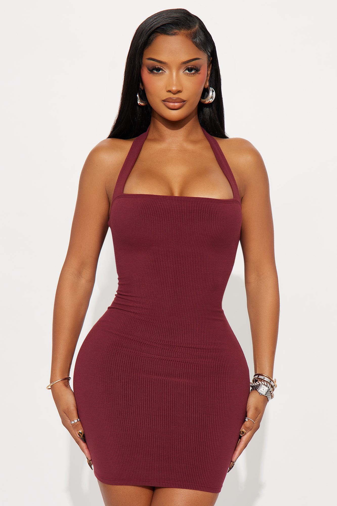 Lily Snatched Mini Dress - Wine