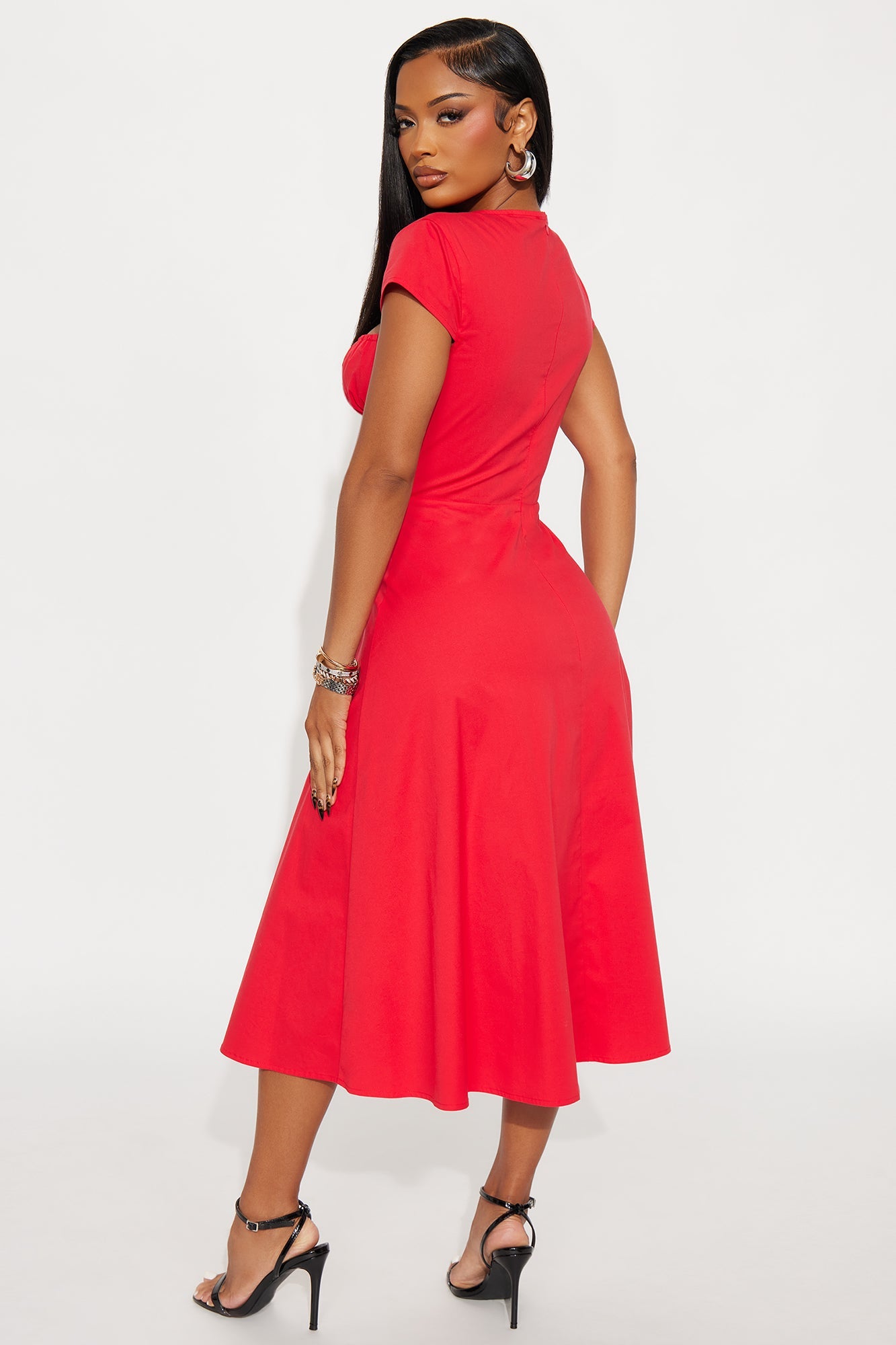 Juniper Cap Sleeve Midi Dress - Red