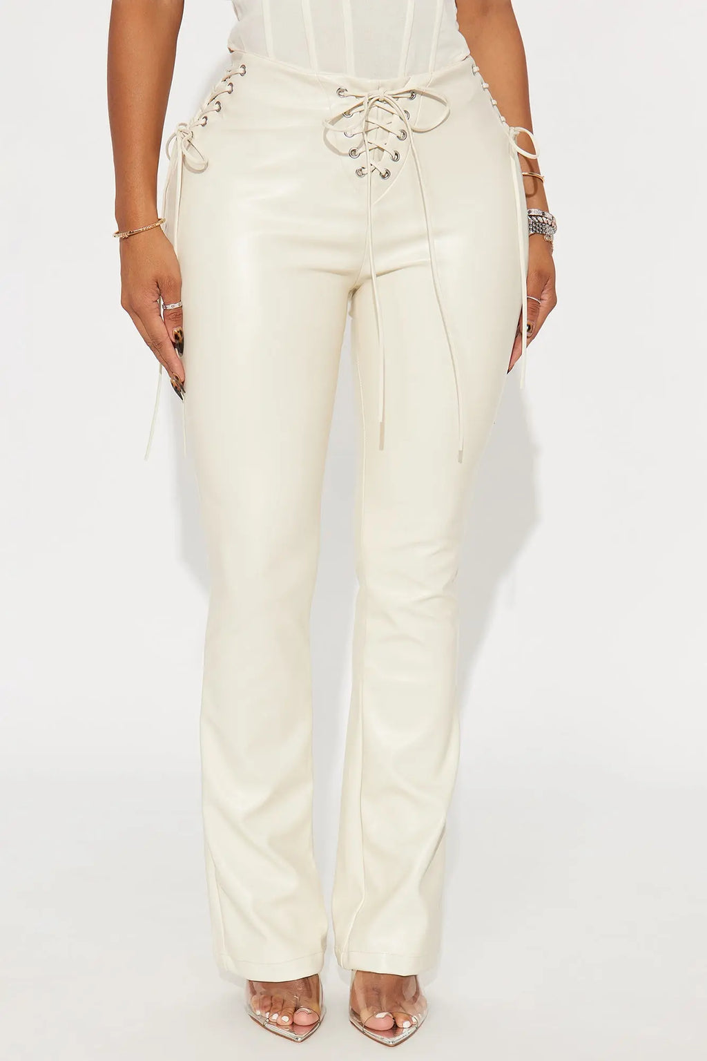 Day N Night Lace Up Flare Pant - Bone 