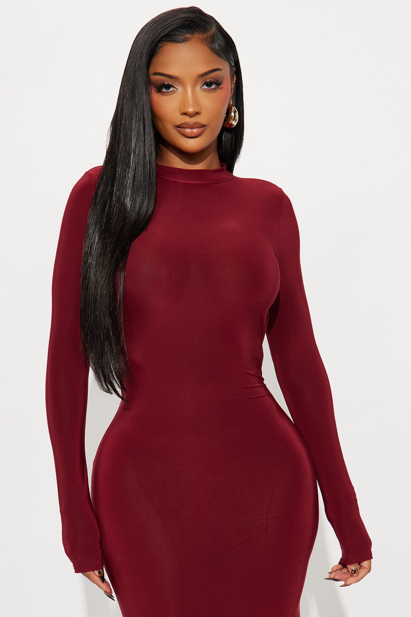 Heels And Havoc Backless Maxi Dress - Burgundy