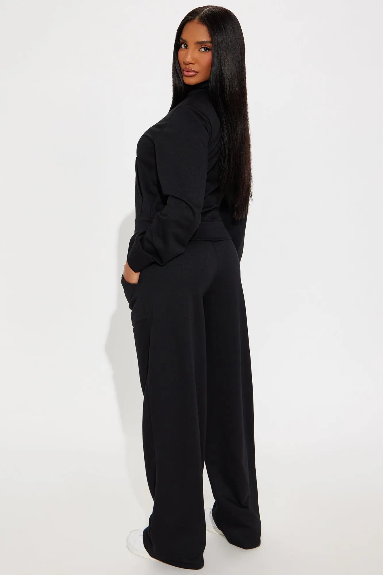 Blake Zip Up Fleece Pant Set - Black 