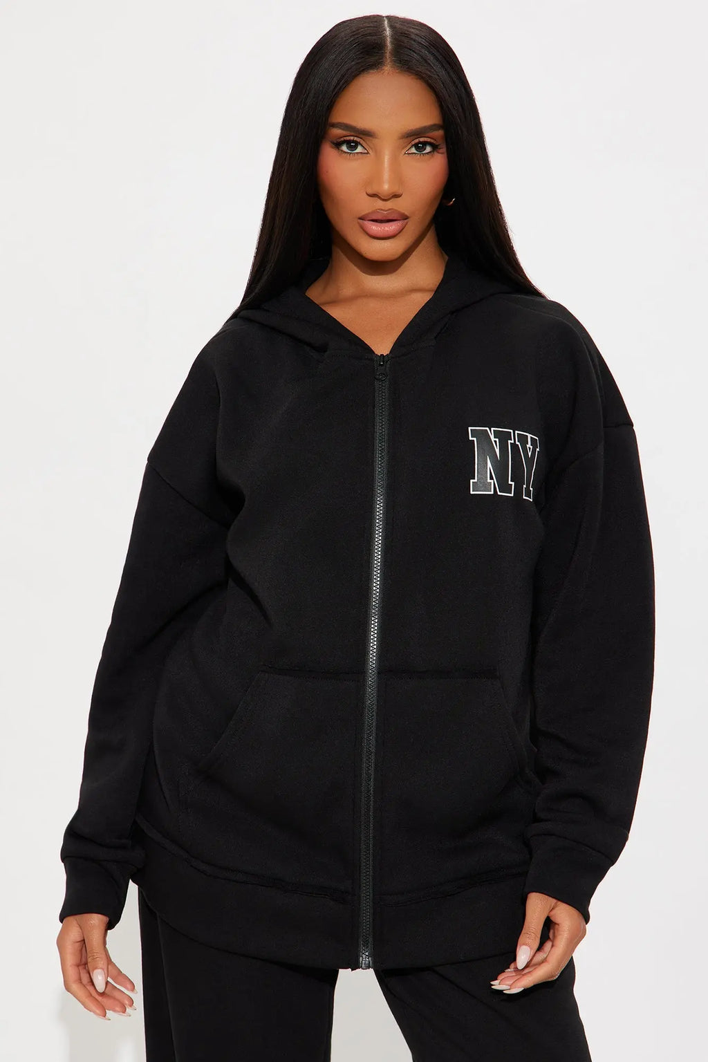 NY Oversized Fleece Pant Set - Black 