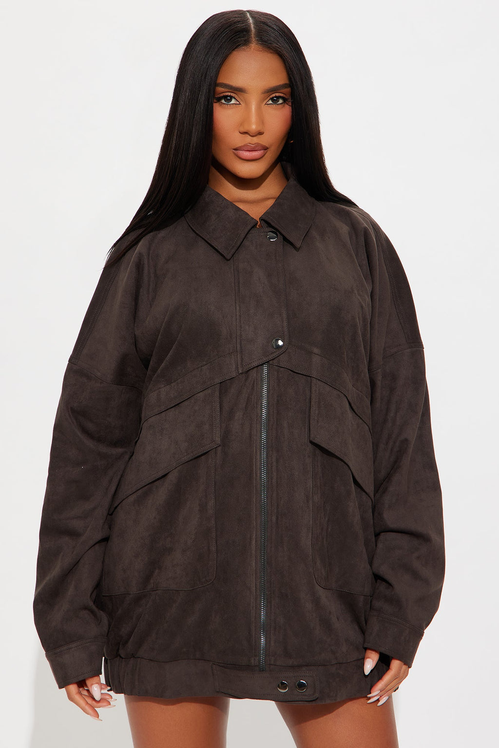Sonia Faux Suede Jacket Short Set - Dark Olive 