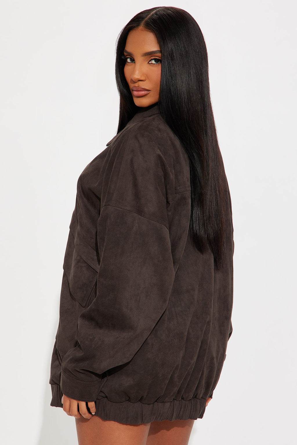 Sonia Faux Suede Jacket Short Set - Dark Olive 