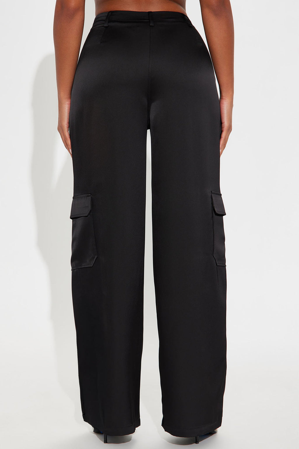 Pretty Girl Walk Satin Cargo Pant - Black 