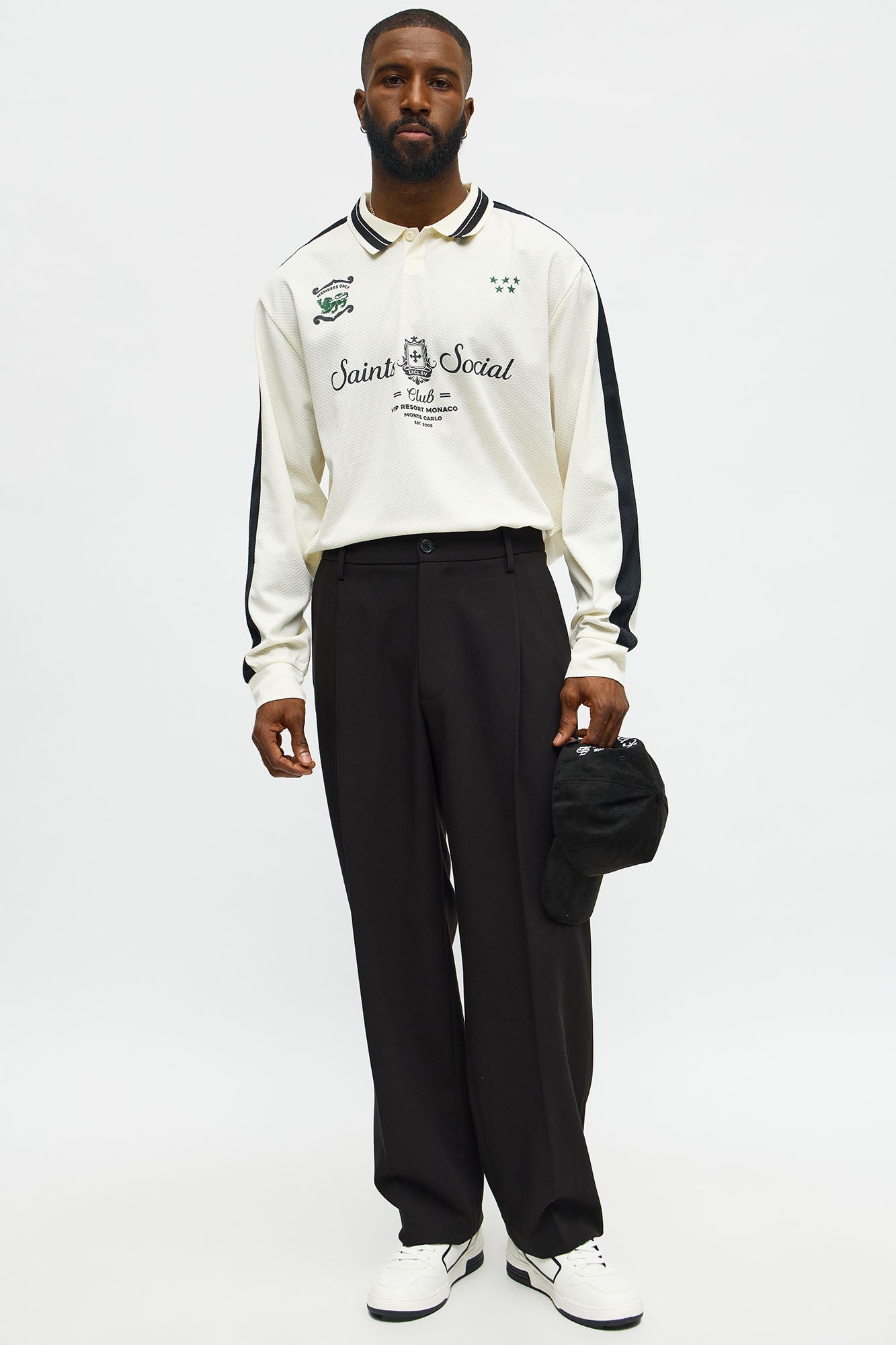 Saints Social Long Sleeve Jersey Polo - Ivory