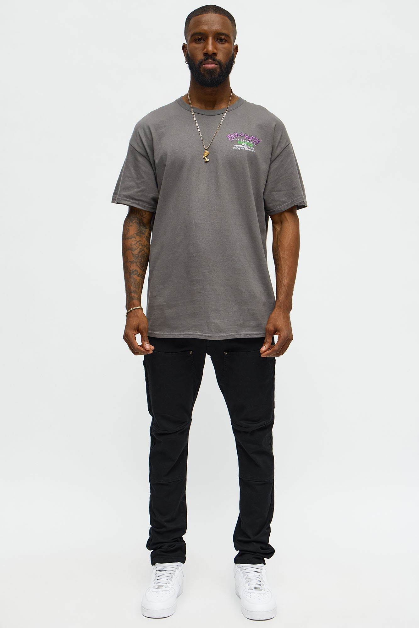 Rick And Morty Darkest Year Oversized Short Sleeve Tee - Charcoal