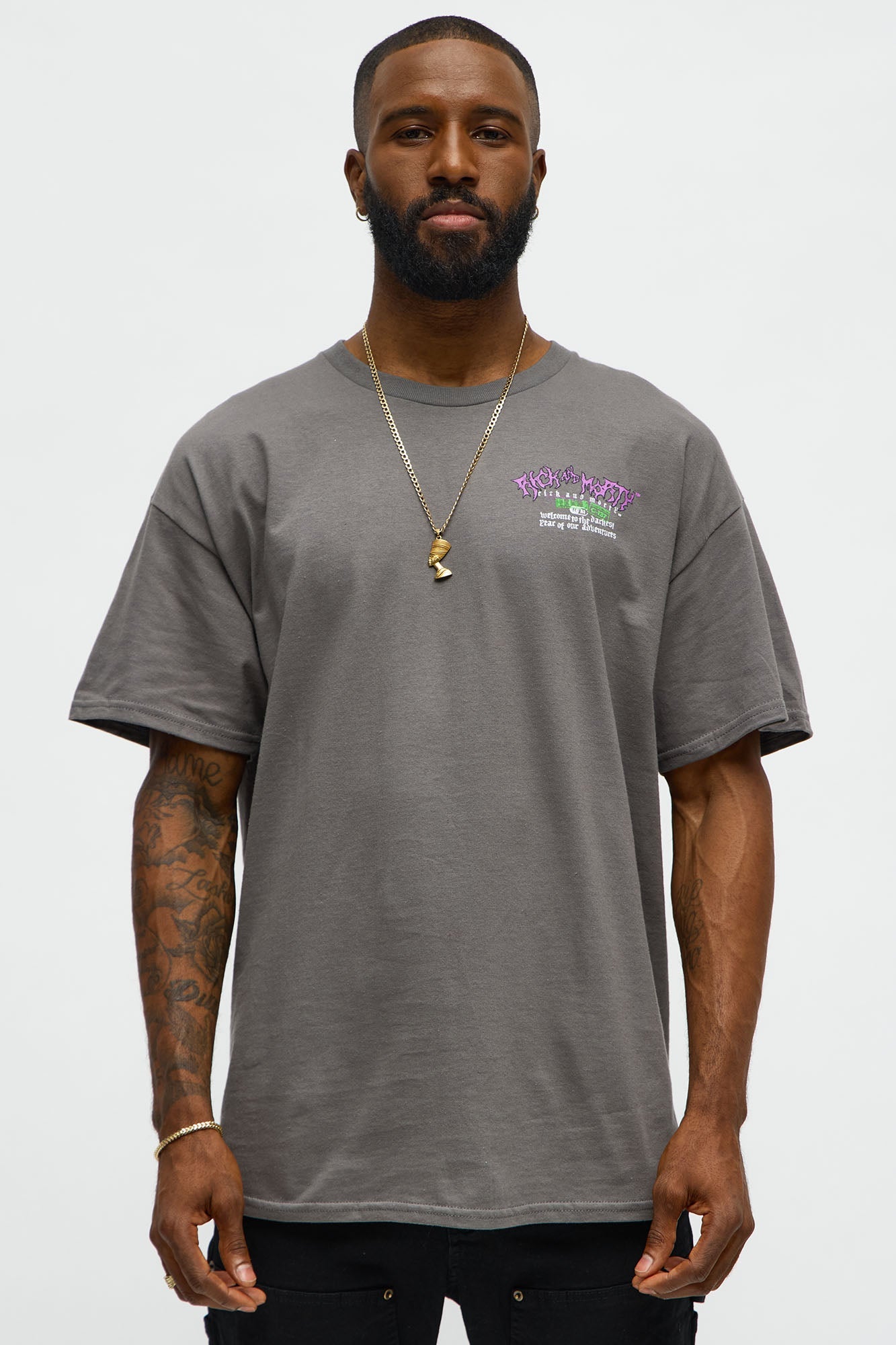 Rick And Morty Darkest Year Oversized Short Sleeve Tee - Charcoal