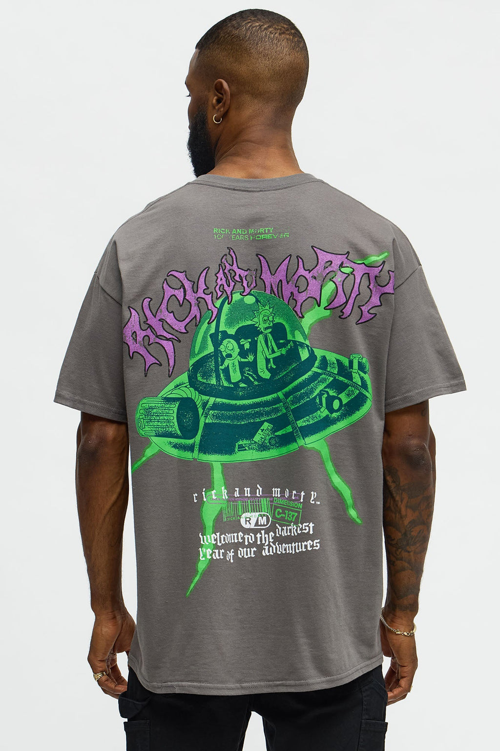 Rick And Morty Darkest Year Oversized Short Sleeve Tee - Charcoal