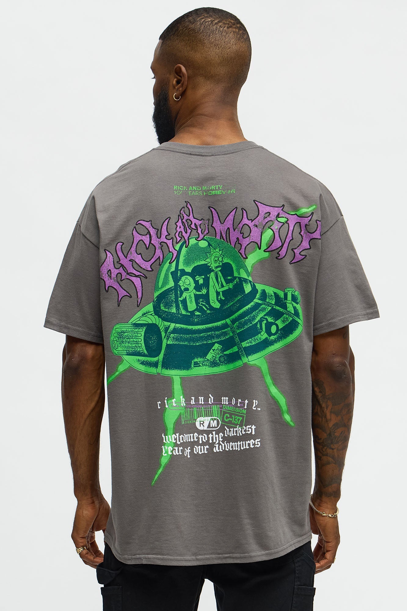 Rick And Morty Darkest Year Oversized Short Sleeve Tee - Charcoal