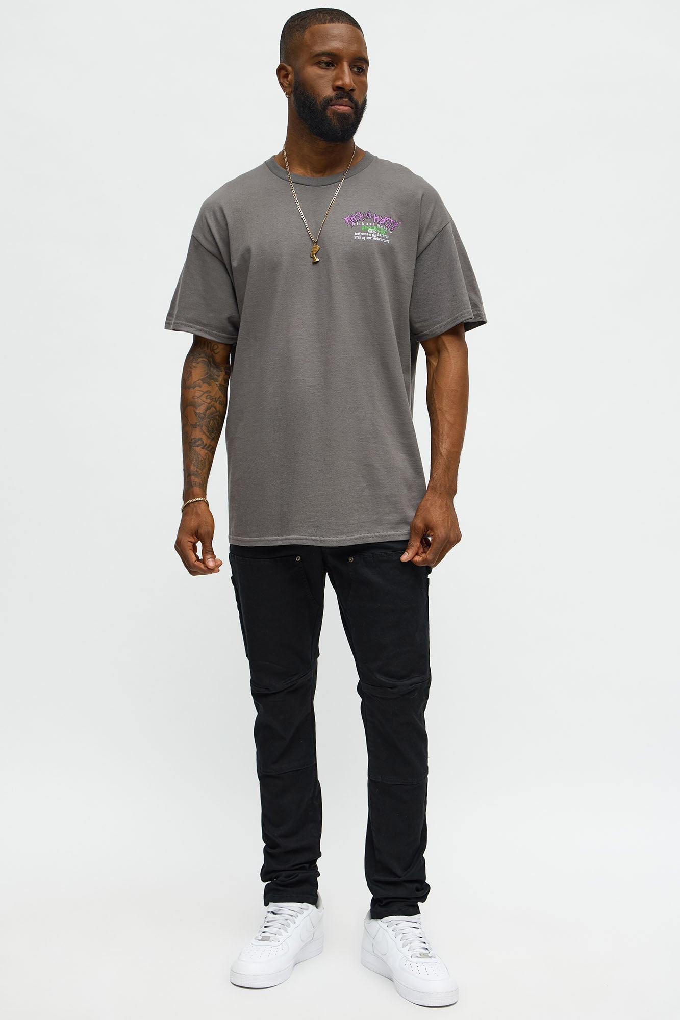 Stacked Skinny Carpenter Zipper Pant - Black