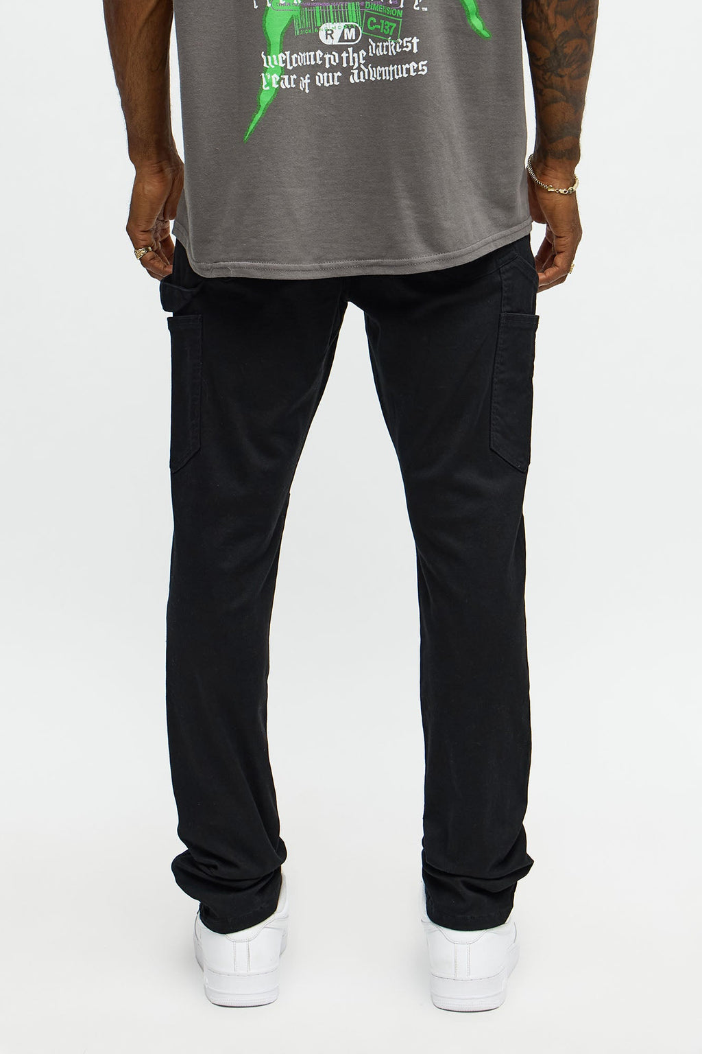 Stacked Skinny Carpenter Zipper Pant - Black