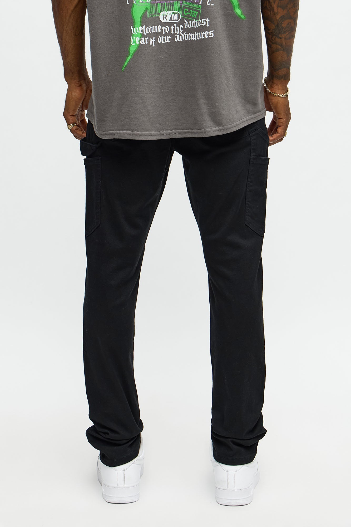 Stacked Skinny Carpenter Zipper Pant - Black