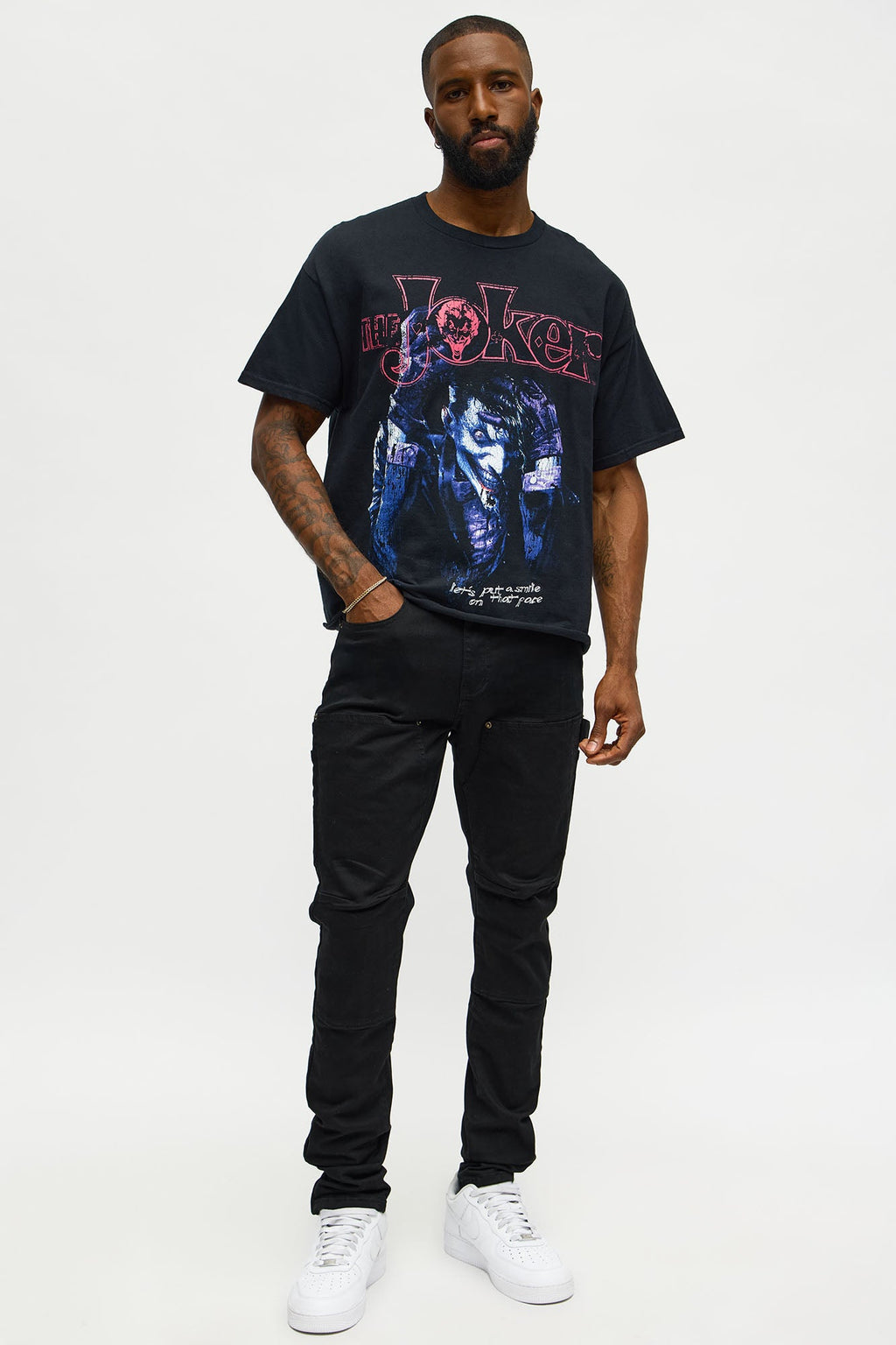 Joker Smile On Your Face Oversized Short Sleeve Tee - Black
