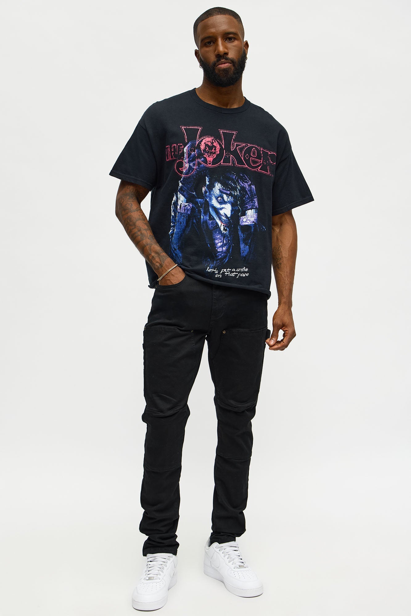 Joker Smile On Your Face Oversized Short Sleeve Tee - Black